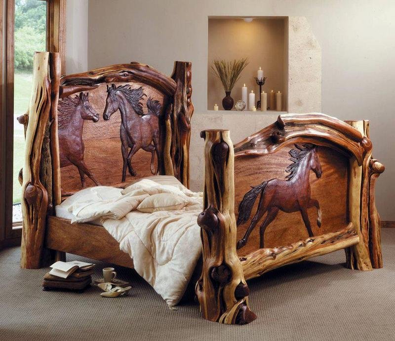Rustic bedroom with horse theme on The OwnerBuilder Network http