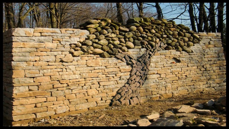 A stunning dry stone wall as a memorial for artist's late wife...