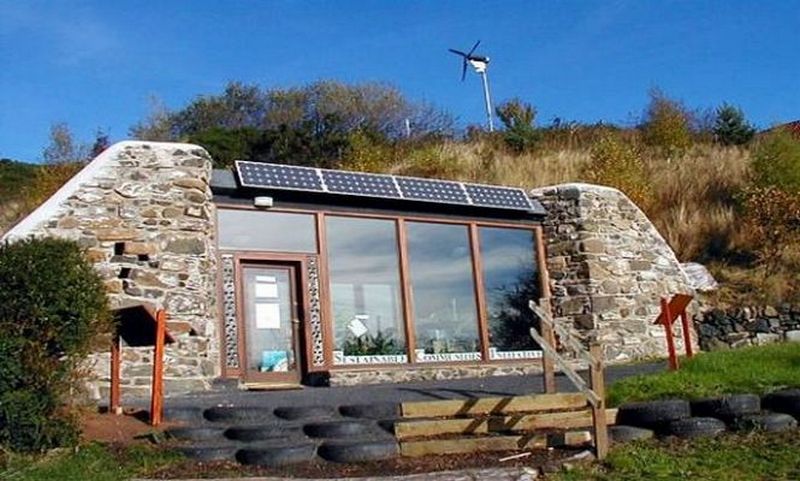 An Earthship – off the grid and self-sustaining.