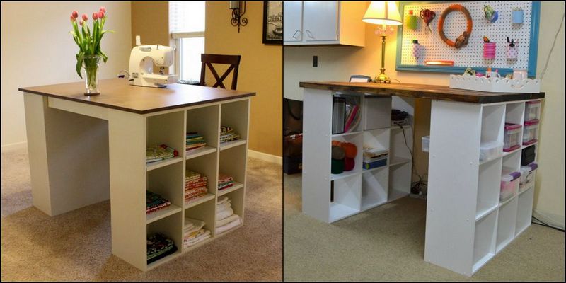 Upcycled Bookcase Rolling Work Table - Houseful of Handmade