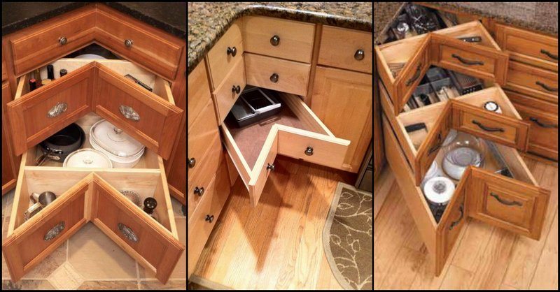 Corner Cabinet with Drawers in Kitchen Remodel