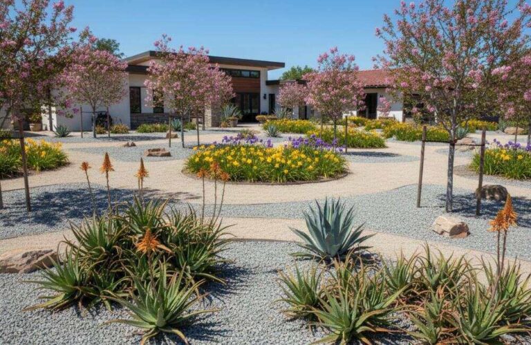 An image of a garden with fire-resistant plants.