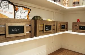 DIY mobile kitchen island with wooden crate storage