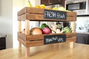 DIY mobile kitchen island with wooden crate storage