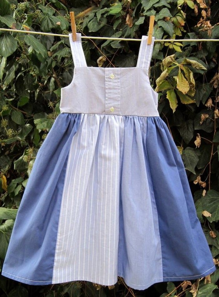 Men's shirt turned into a girl's dress