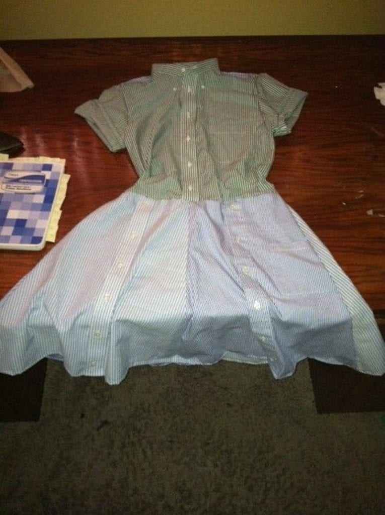 Upcycled Mens Shirt to Dress