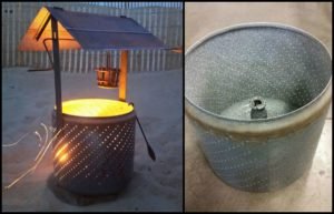 Wishing Well Burn Barrel from Old Washing Machine