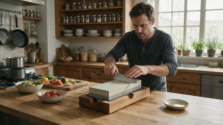 An image of a chef honing their blade for an article about knife sharpeners.