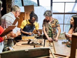 An image of a wood working class for an article about finding woodworking classes near me.