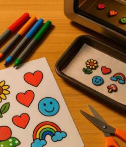 An image of shrinky dinks being made.