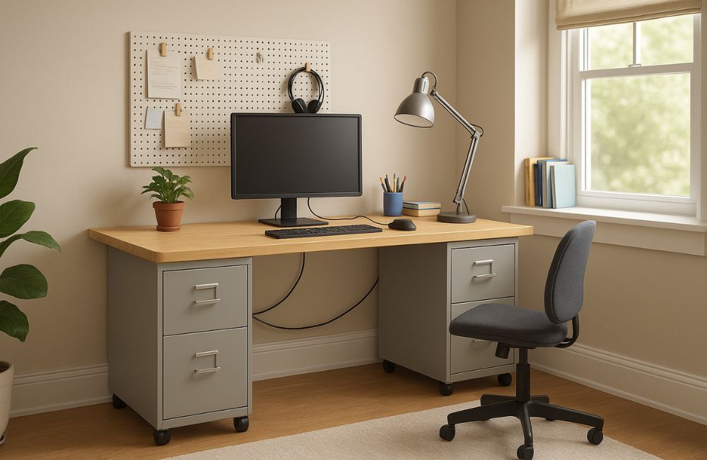 An image of a filing cabinet desk.