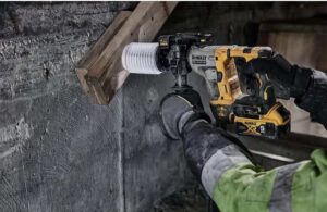 An image of the DeWalt hammer drill being used.