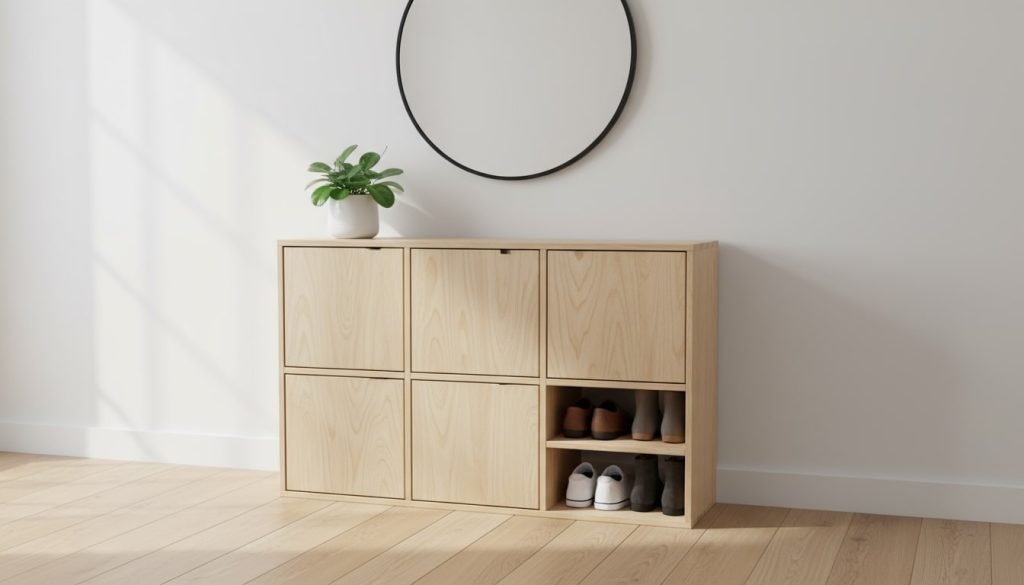 An image of a DIY shoe cubby.