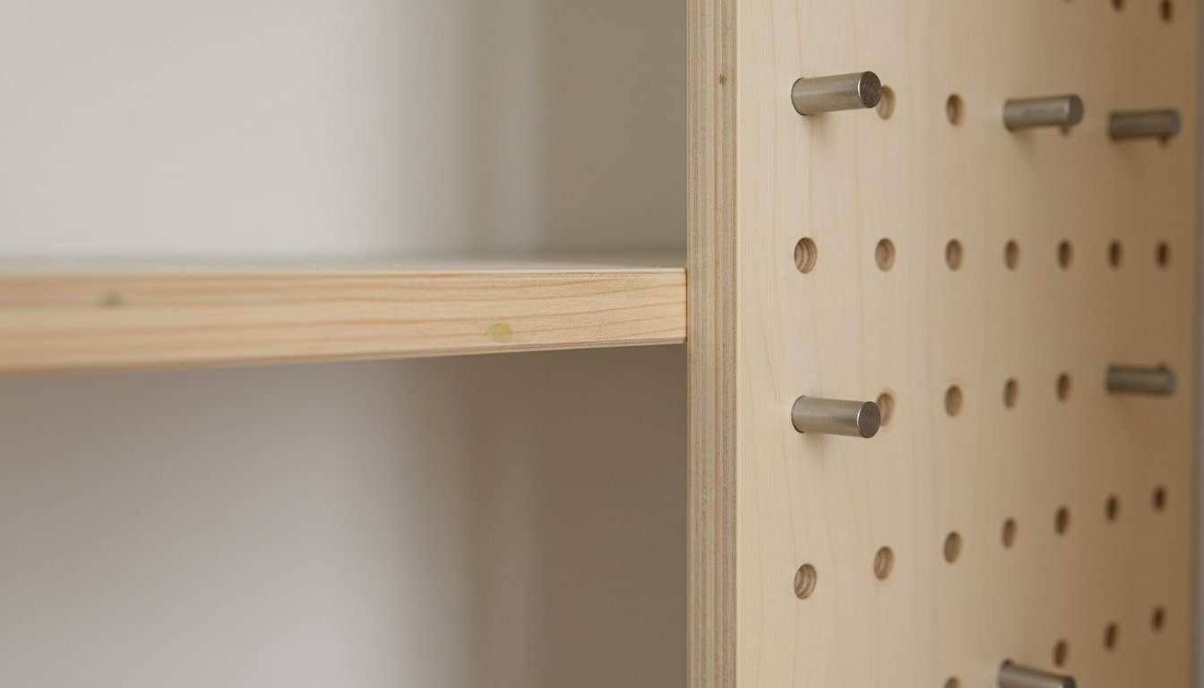 A close up image of the DIY closer organizer's shelf.