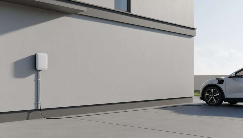 Outdoor installation on home exterior (under overhang)