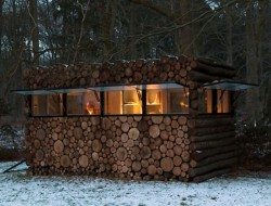 Log Cabin on Wheels - At Night