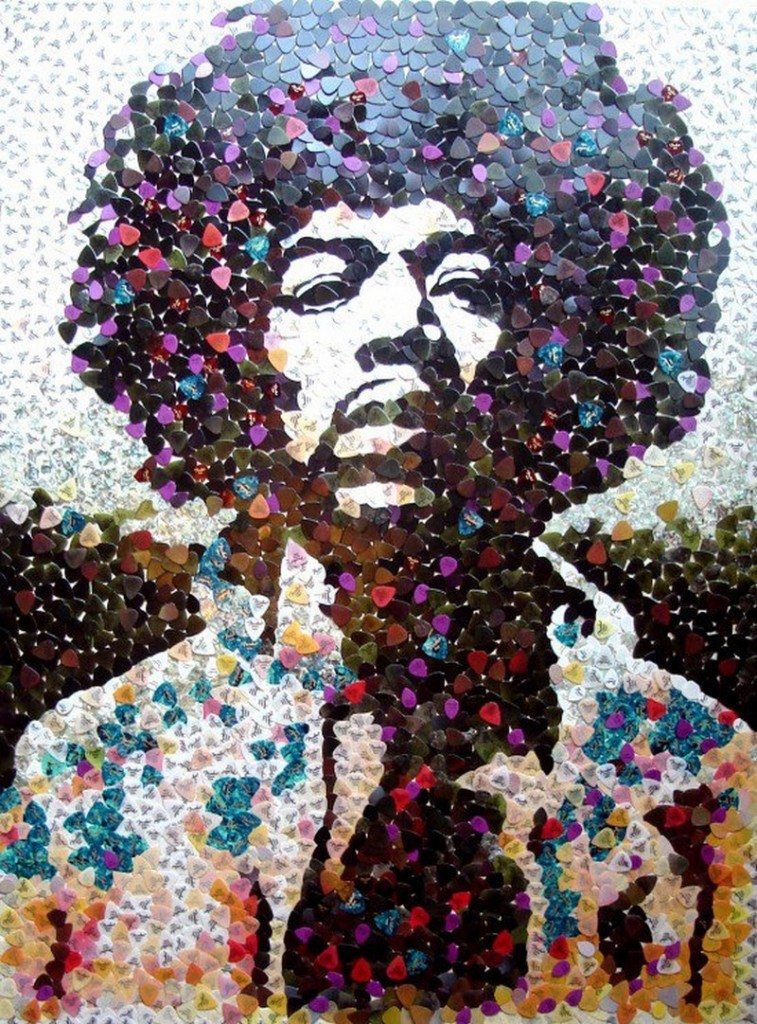 Jimi Hendrix made of guitar picks