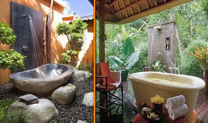 Outdoor baths and showers