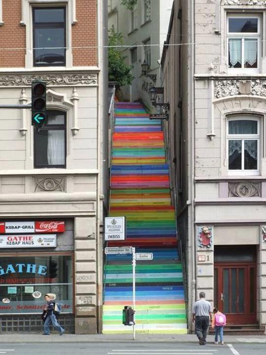 I was tempted to put our earlier mosaic stairs post into this Urban Art album but the mosaics won. This time, there is no conflict. I love it (them?) and wish we saw a lot more colour around town. What about you?