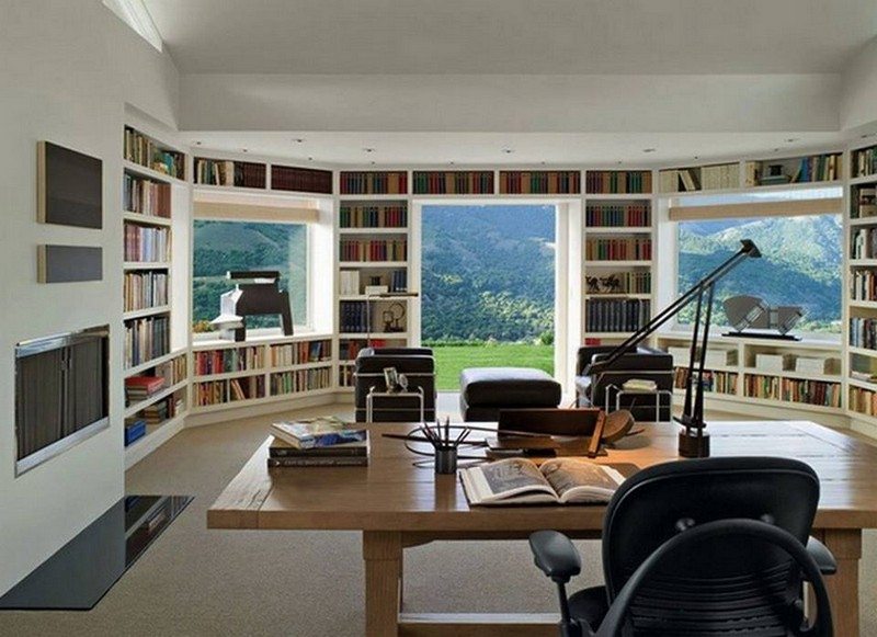 Now that is my idea of a home office. Maybe a window seat in the sun would make it perfect?