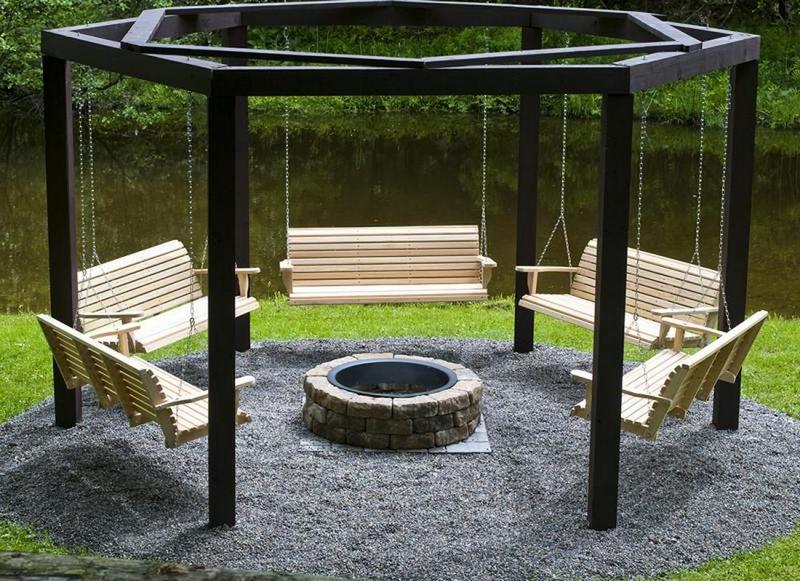 How cool are these swings around a fire pit?