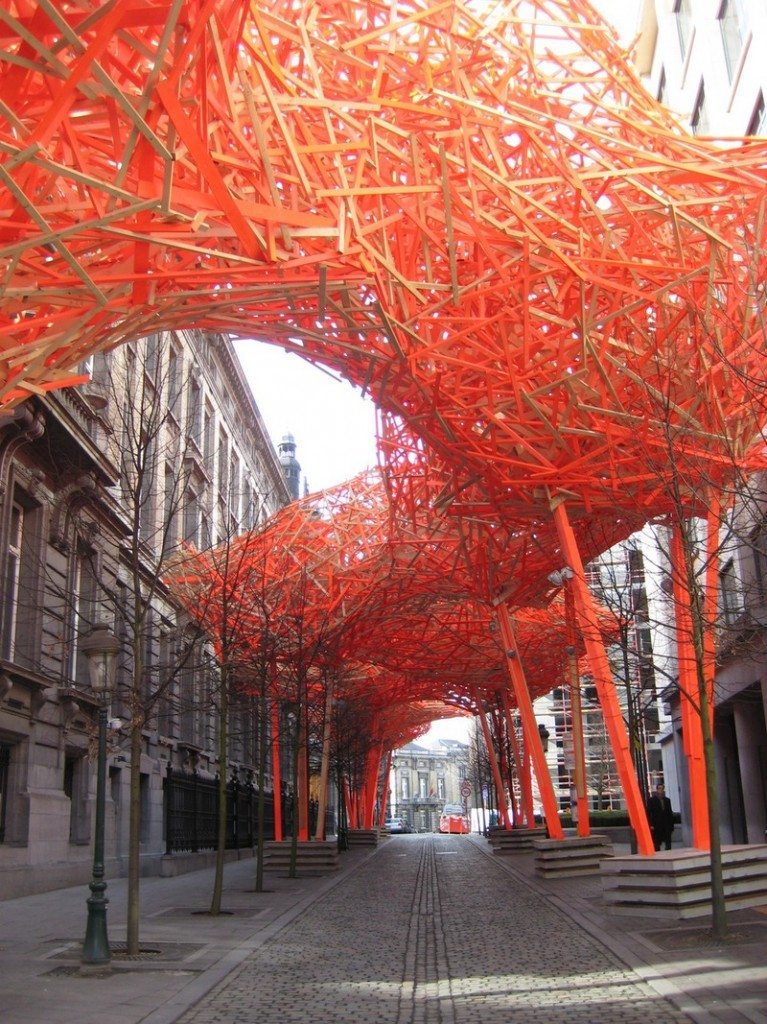 How bland would this street in Brussels, Belgium be without that colourful installation.