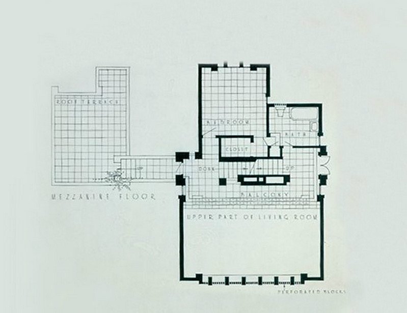 Millard House by Frank Lloyd Wright -  Mezzanine floor