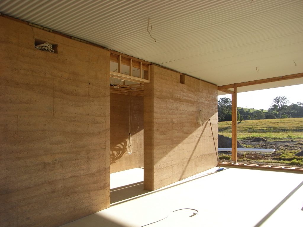 Internal walls are all rammed earth