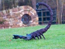 Stacked slate and inuit inspired scorpion sculpture