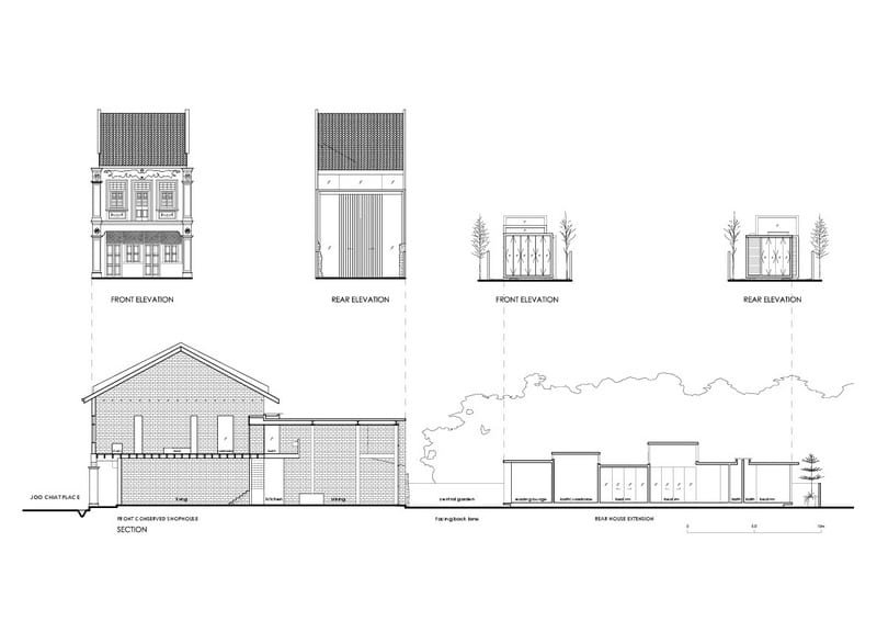 Lucky Shophouse - Elevations and Sections