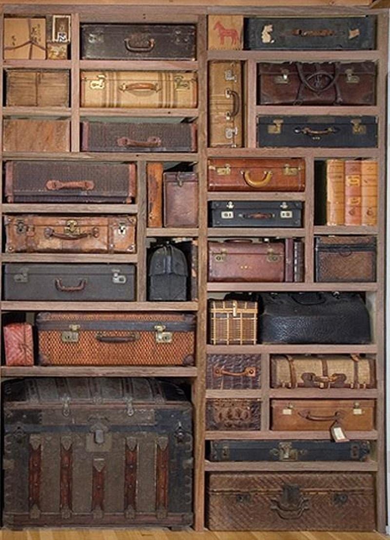 This looks beautiful and is a great way to repurpose old luggage, but I would have in invest in a whole heap of luggage tags so I would know what was in each suitcase.