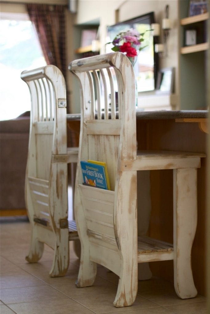 Looking for a way to repurpose an old crib? Why not build one of these kitchen countertop stools?  Do you have other ideas on how to repurpose an old crib? Share it with us in the comments section.