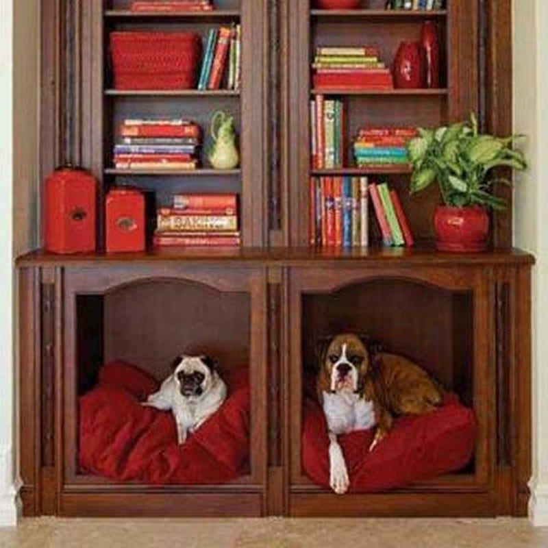If you are anything like me, I trip over the cat and dog beds on a regular basis.  When I saw this, I thought it was such a great solution. A permanent, cosy space for the animals, without the trip risk.  The question is, are you willing to remove the doors from the sideboard or television unit to create a pet bed?