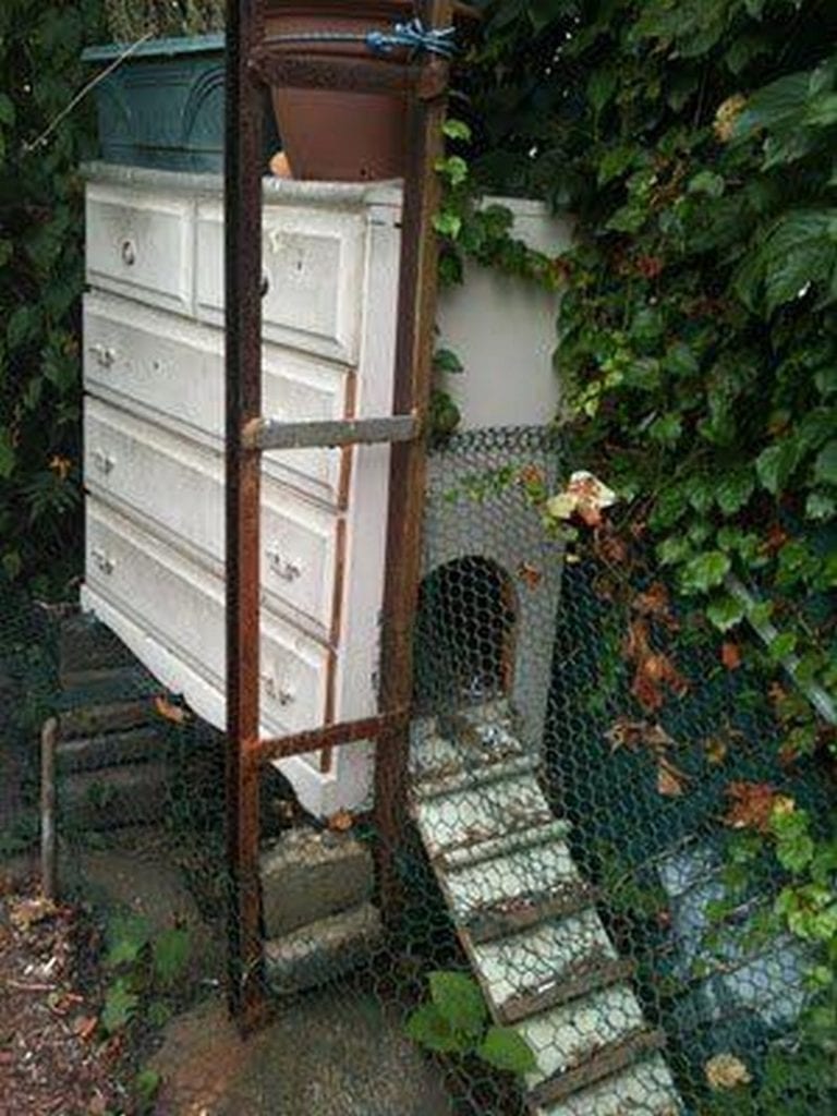People's inventiveness never ceases to amaze me. How's this for a mini-coop. I guess you remove a drawer to get to the eggs?