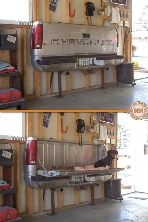 Need more seating in your garage? Then this Chevy fold up bench could be for you :-)