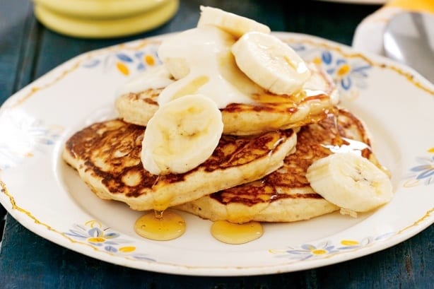 Banana hotcakes - Use wholemeal flour and mash some banana into the mix as well.