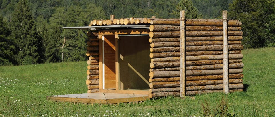 Log rolled... a great way to hide and insulate a metal shed :)