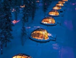 These glass igloos are in Finland, designed so that people can sleep under the Northern Lights.  I think they look wonderful.