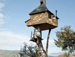 Whimsical? Definitely. Functional? Possibly.   Takasugi ('a teahouse too high') is a creation of controversial Japanese architect and architectural historian, Terunobu Fujimori.