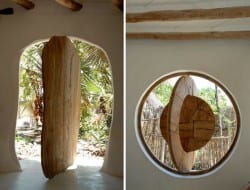 If you're bored with standard entry doors and windows, then this idea could be for you.  This house was built in Kenya, but a good local craftsman should be able to make something similar.  Let us know if you think it would work where you live!