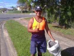 Meet Gary White. I did this morning as he was enthusiastically walking the streets of Beenleigh, Queensland picking up other peoples' rubbish. He commented with a wry grin that he 'thinks it might be God's way of getting even for all the burger wrappers I threw out my car window when I was younger!'  Gary - you're today's hero. Thanks mate!