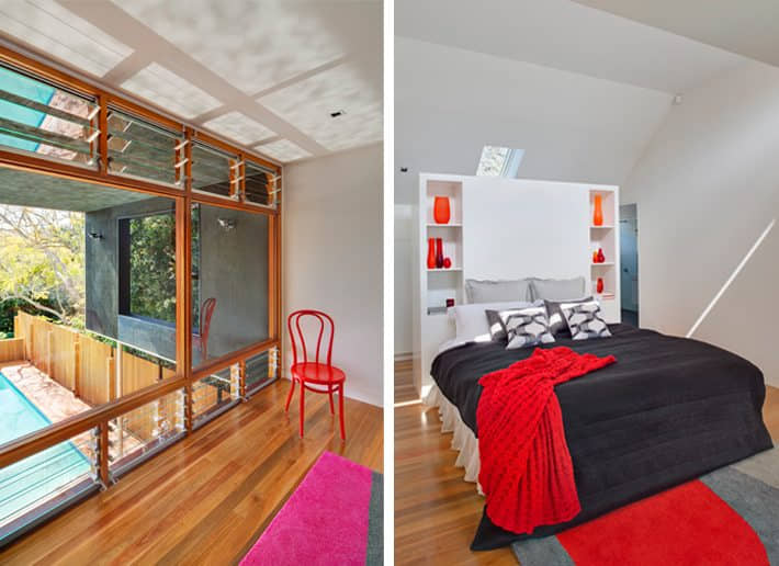Castlecrag bedroom overlooking the pool