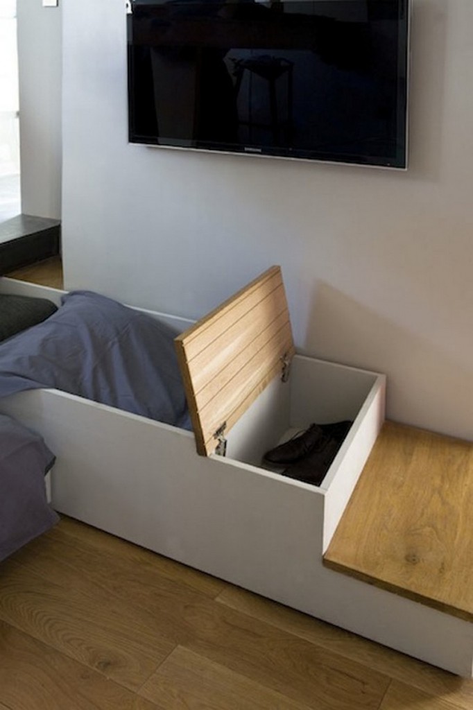 130 Square Foot Micro Apartment in Paris - Staircase Storage Space