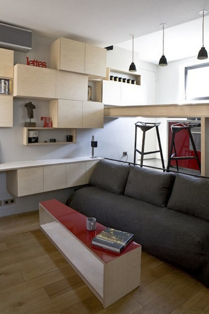 130 Square Foot Micro Apartment in Paris - Living Area