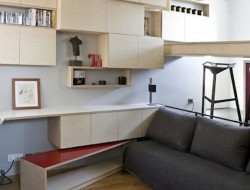130 Square Foot Micro Apartment in Paris - Coffee Table Set Aside
