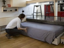 130 Square Foot Micro Apartment in Paris - Living Space Turned Into Bedroom
