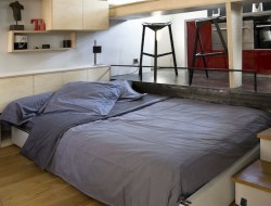 130 Square Foot Micro Apartment in Paris - Living Space Turned Into Bedroom