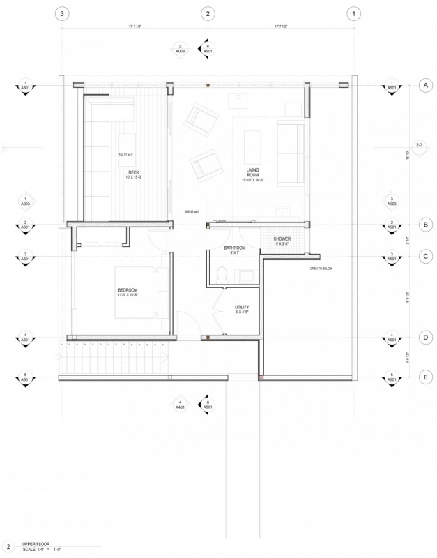 Lake Joseph Boathouse by Altius Architects - upper level floor-plan