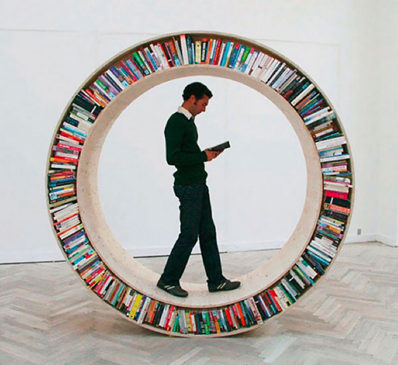 Innovative Circular Walking Bookcase - David Garcia