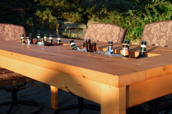 DIY Patio Table with Built-in Beer/Wine Coolers